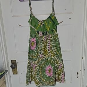 Charlotte Russe Green and Pink Midi Dress